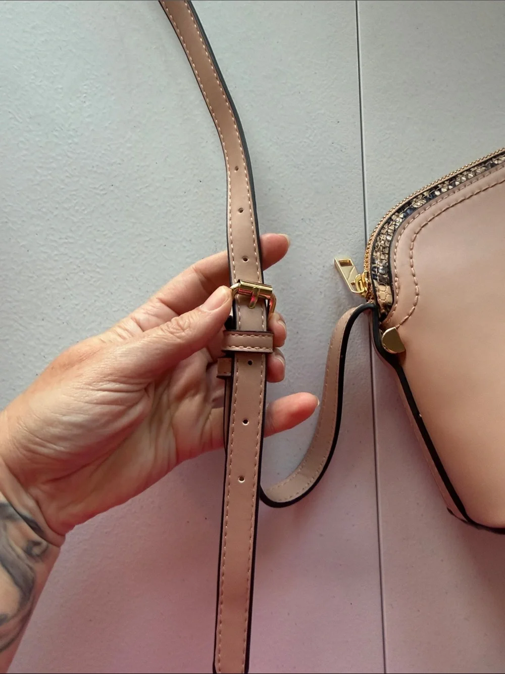 A NEW DAY Beige Faux Leather Crossbody Bag